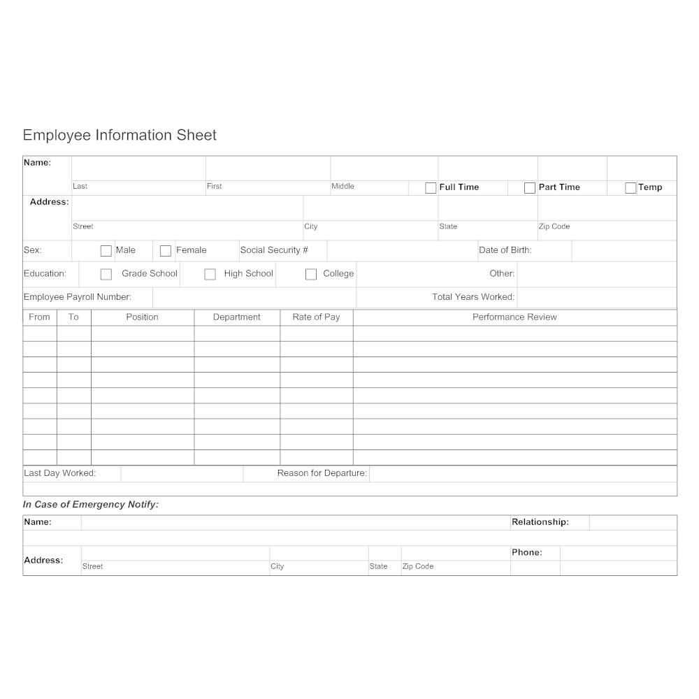 Example Image: Employee Information Sheet 2