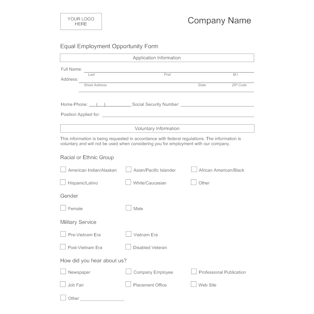 Example Image: Equal Employment Opportunity Form