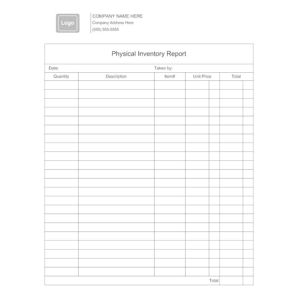 Example Image: Physical Inventory Report