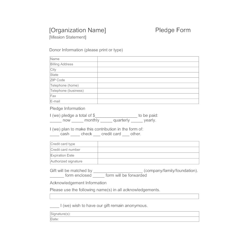 Example Image: Pledge Form