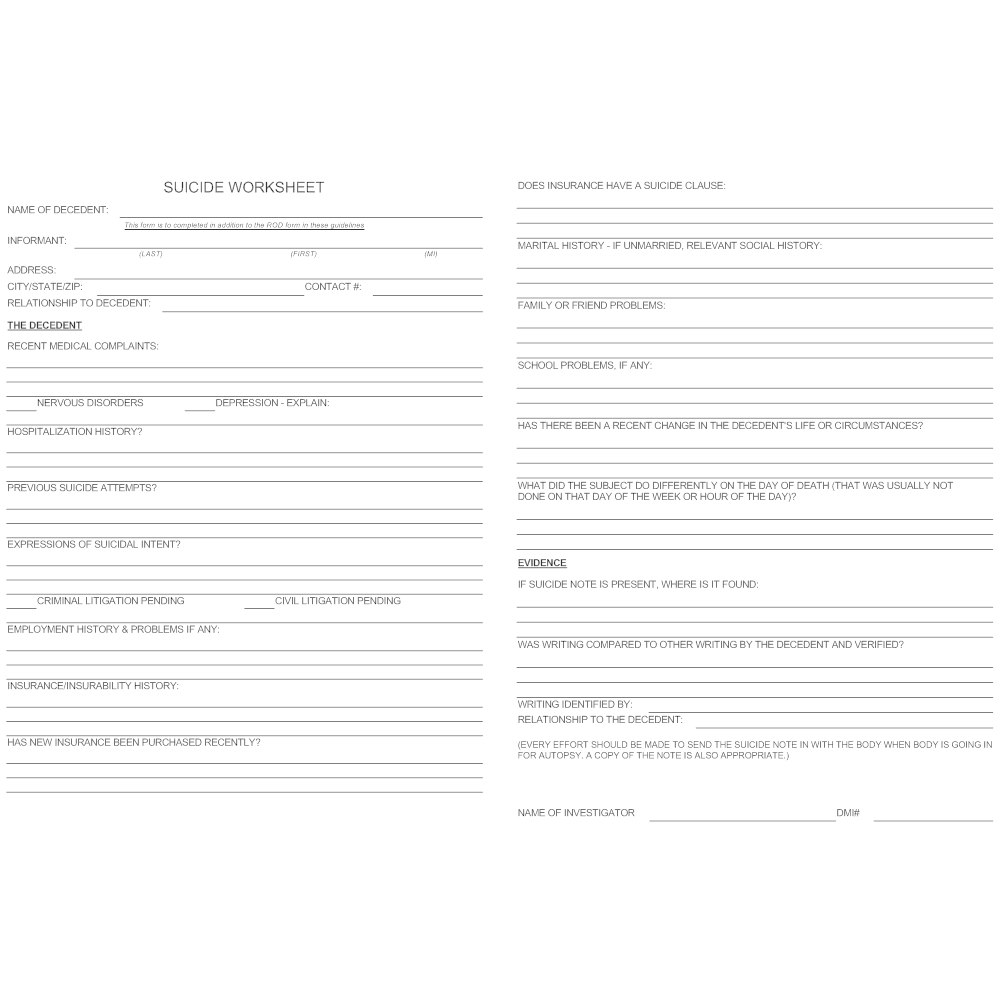 Example Image: Suicide Worksheet