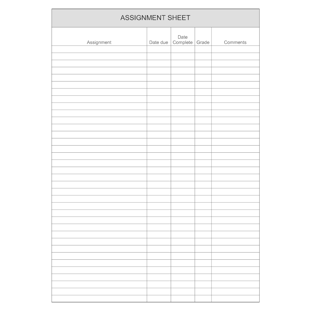 Example Image: Assignment Sheet Example