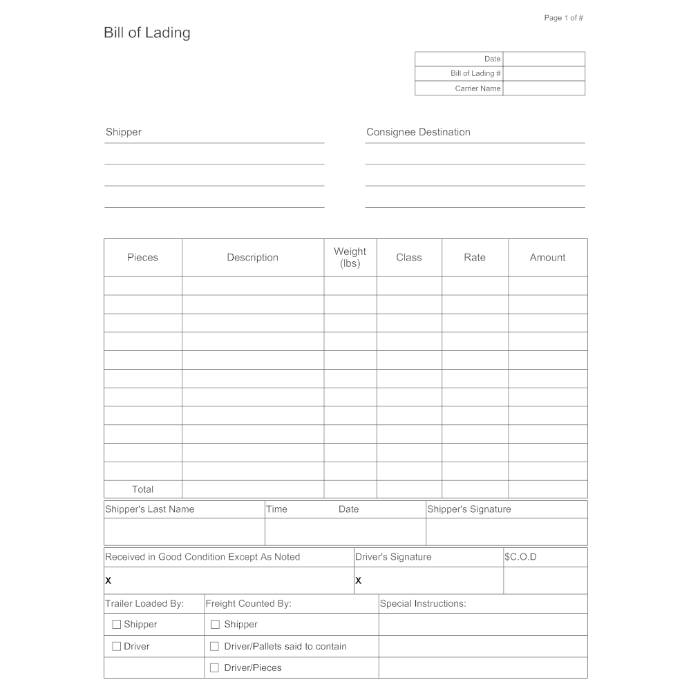 Example Image: Bill of Lading