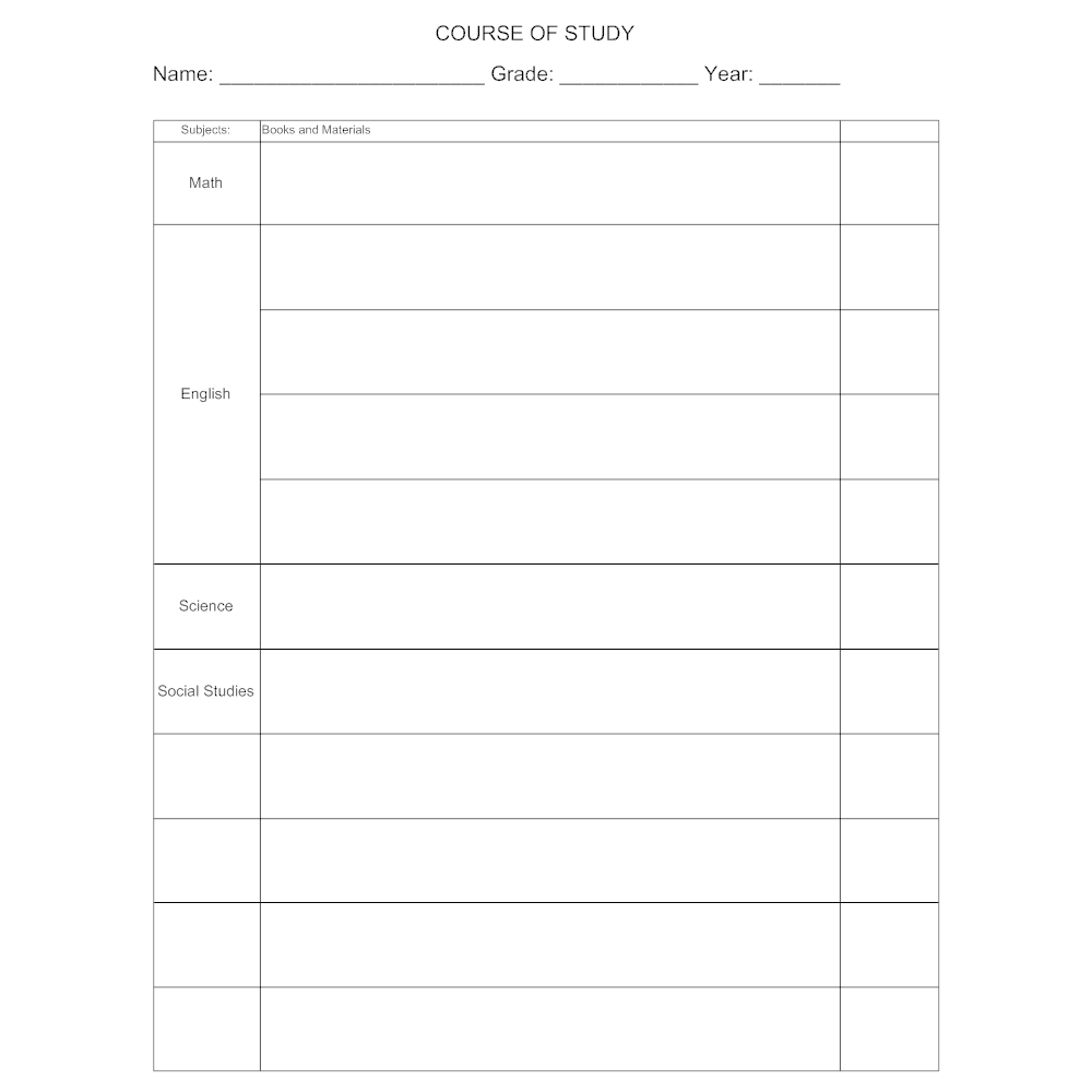 Example Image: Course of Study Template