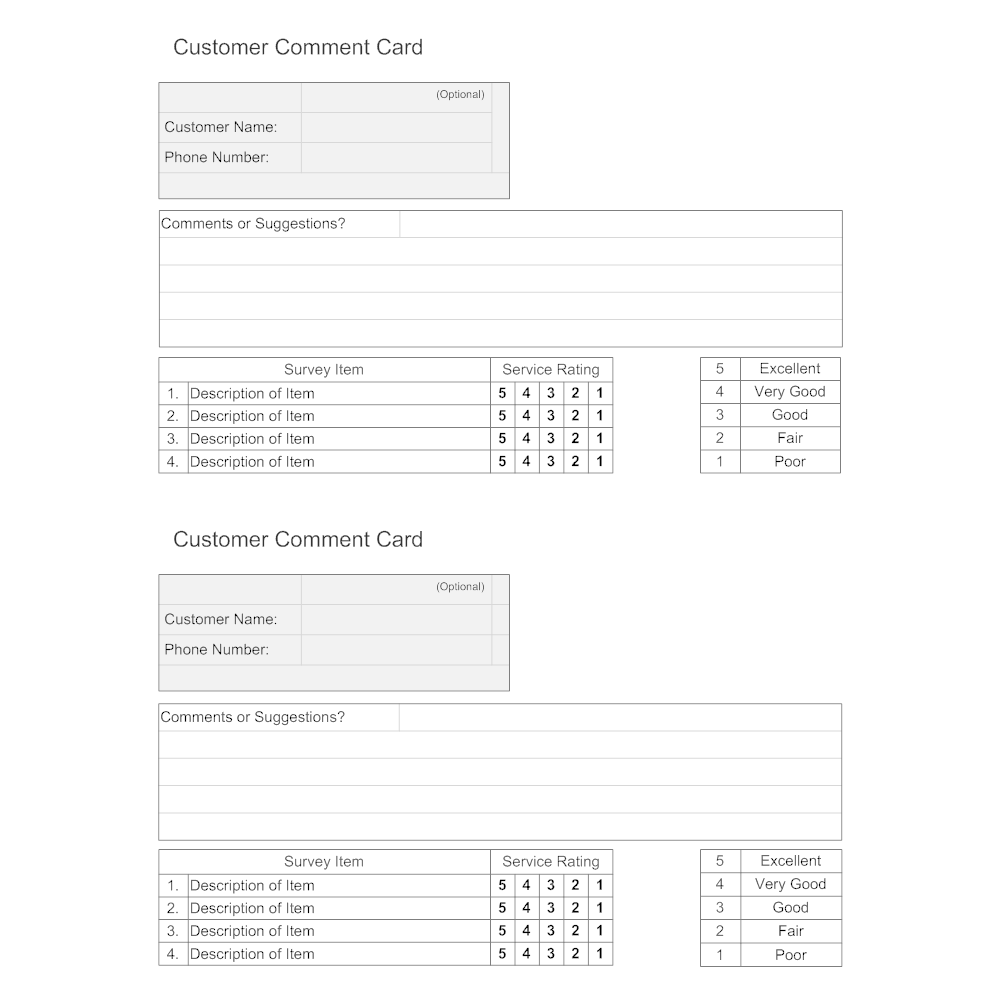 Example Image: Customer Comment Card