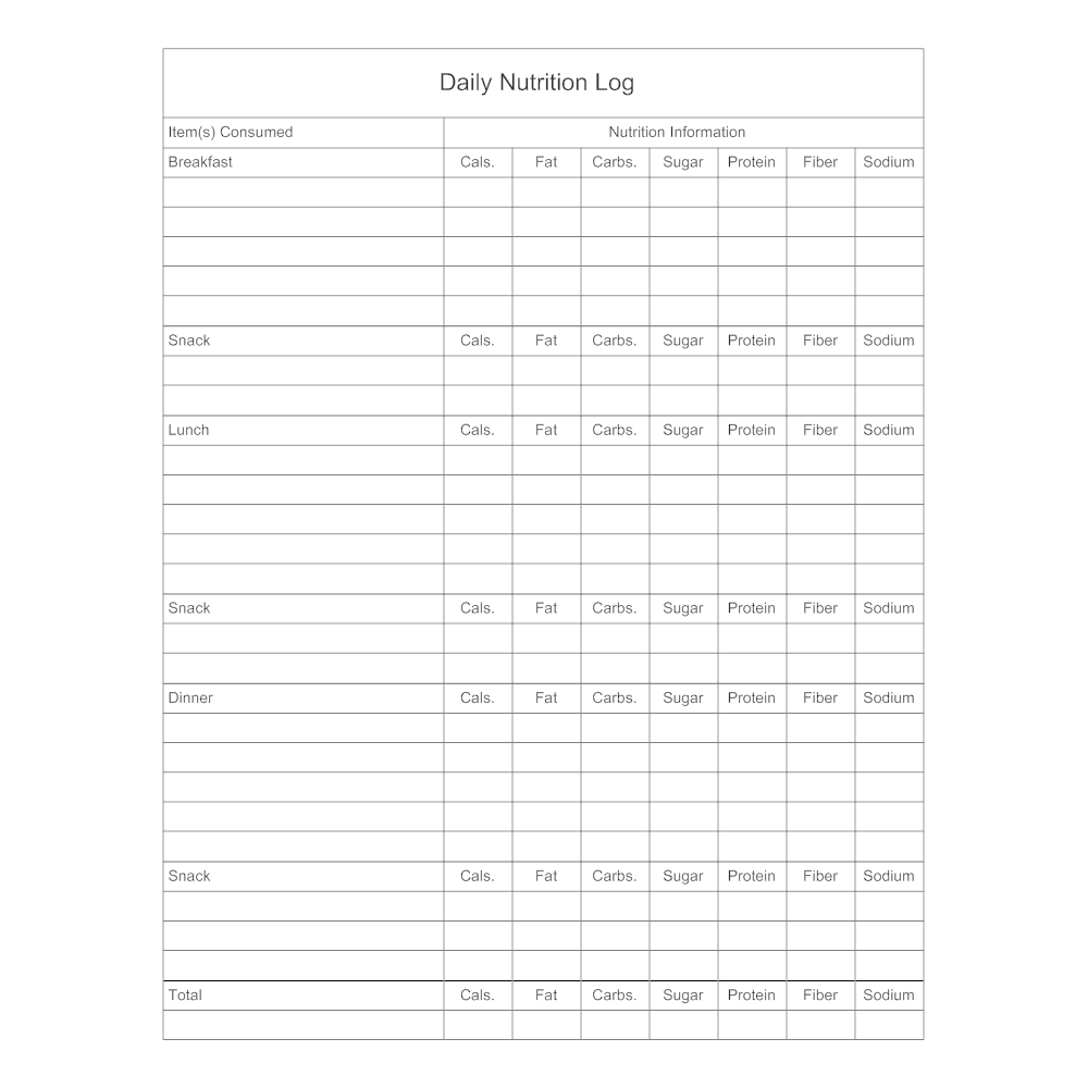 Example Image: Daily Nutrition Log