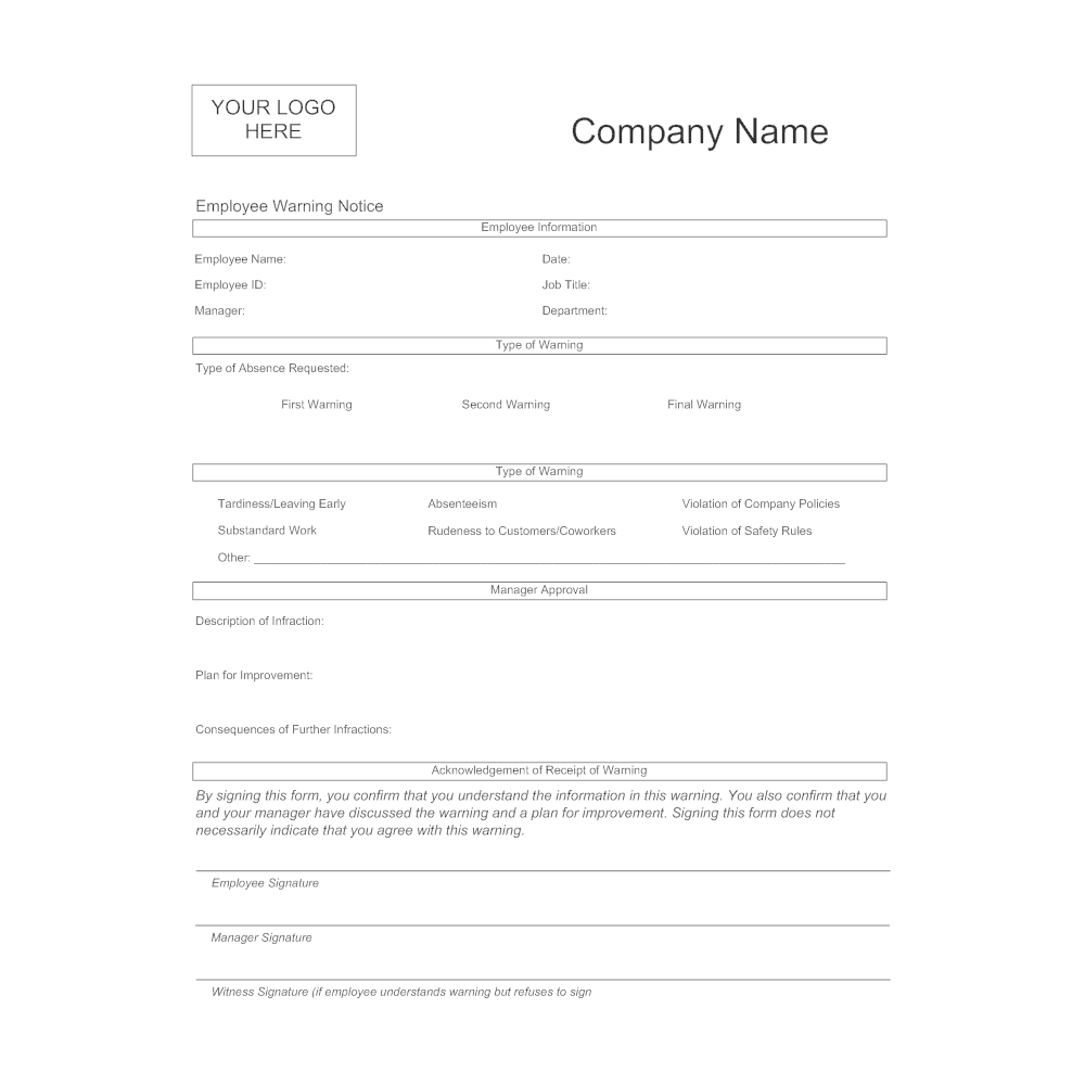Example Image: Employee Warning Form