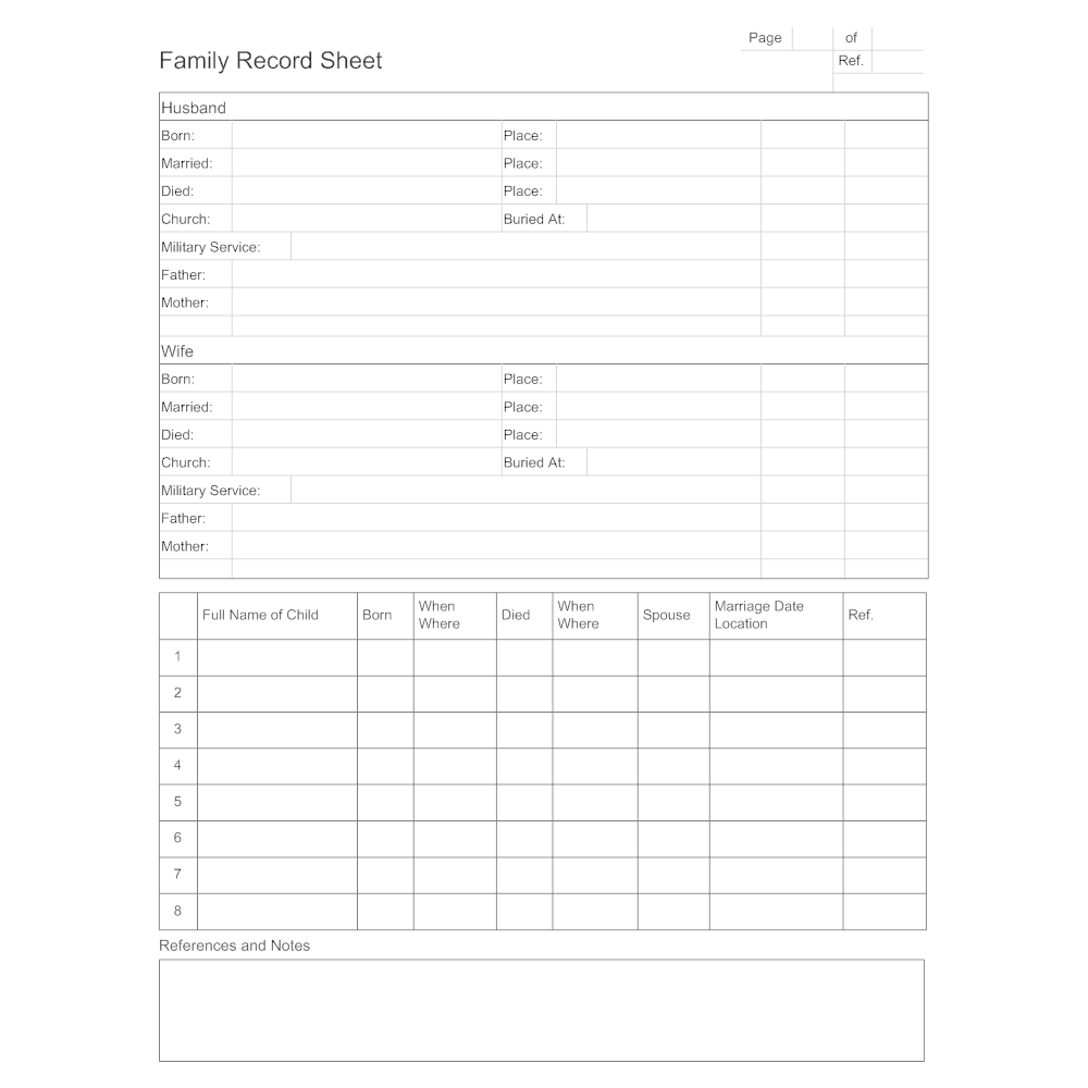 Example Image: Family Record Sheet