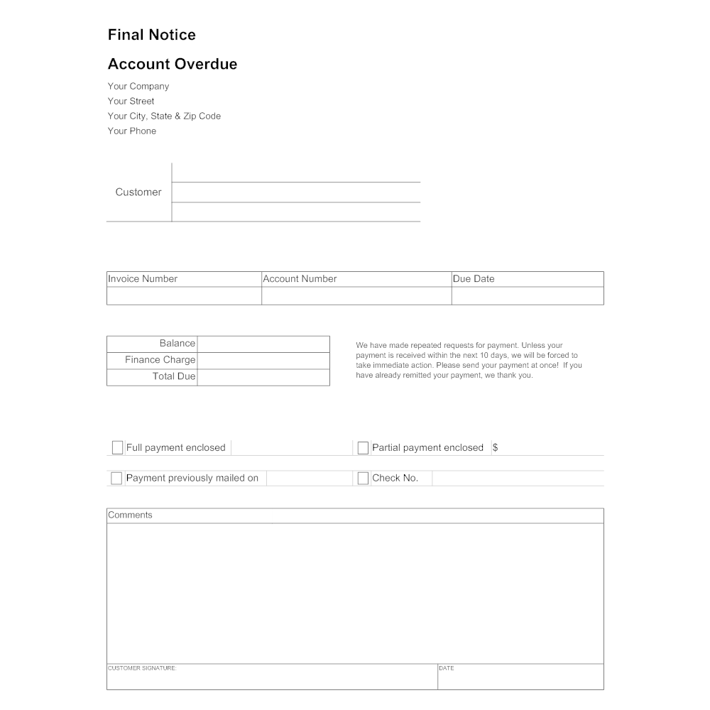 Example Image: Final Notice Form - Account Due
