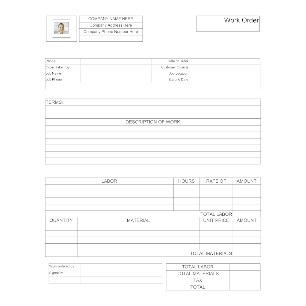 Example Image: Maintenance Work Order Form