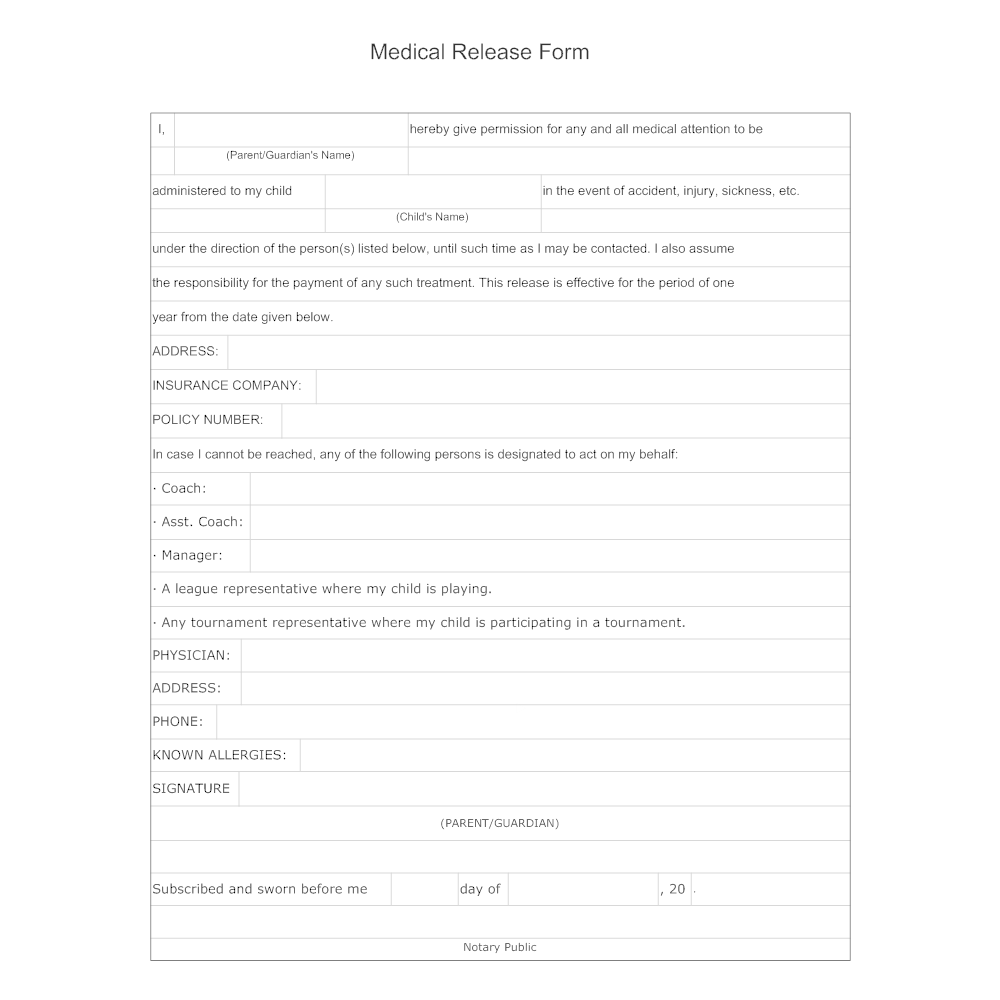 Example Image: Medical Release Form