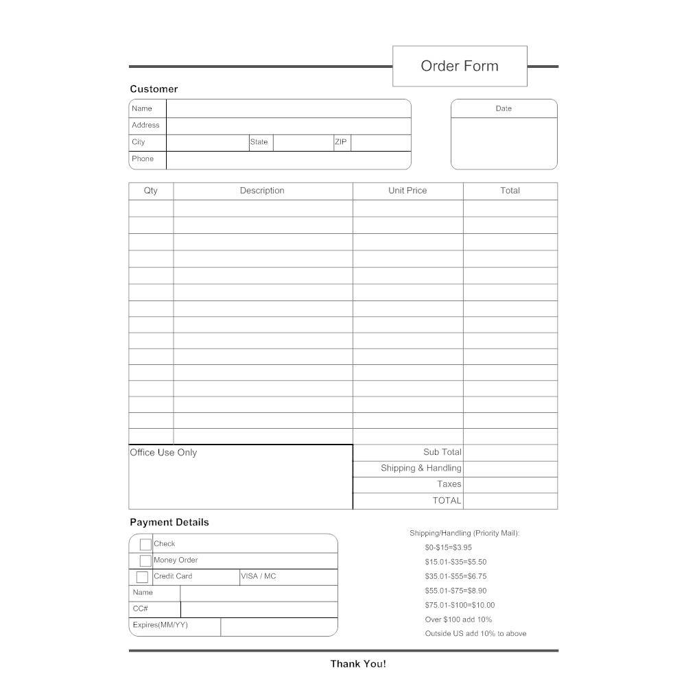 Example Image: Order Form