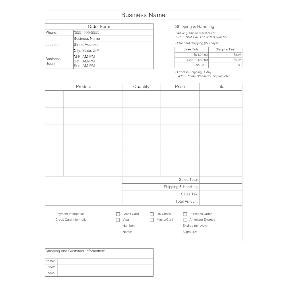 Example Image: Purchase Order Form Template