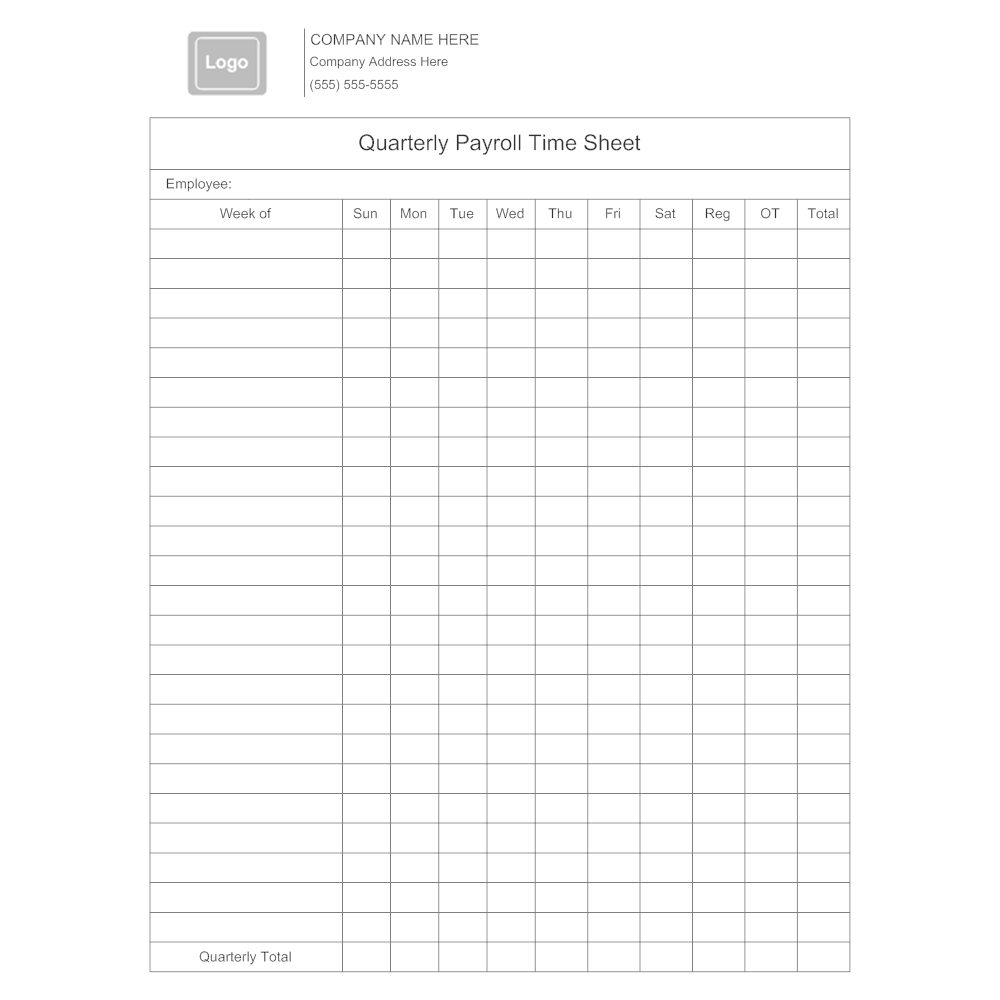 Example Image: Quarterly Payroll Time Sheet