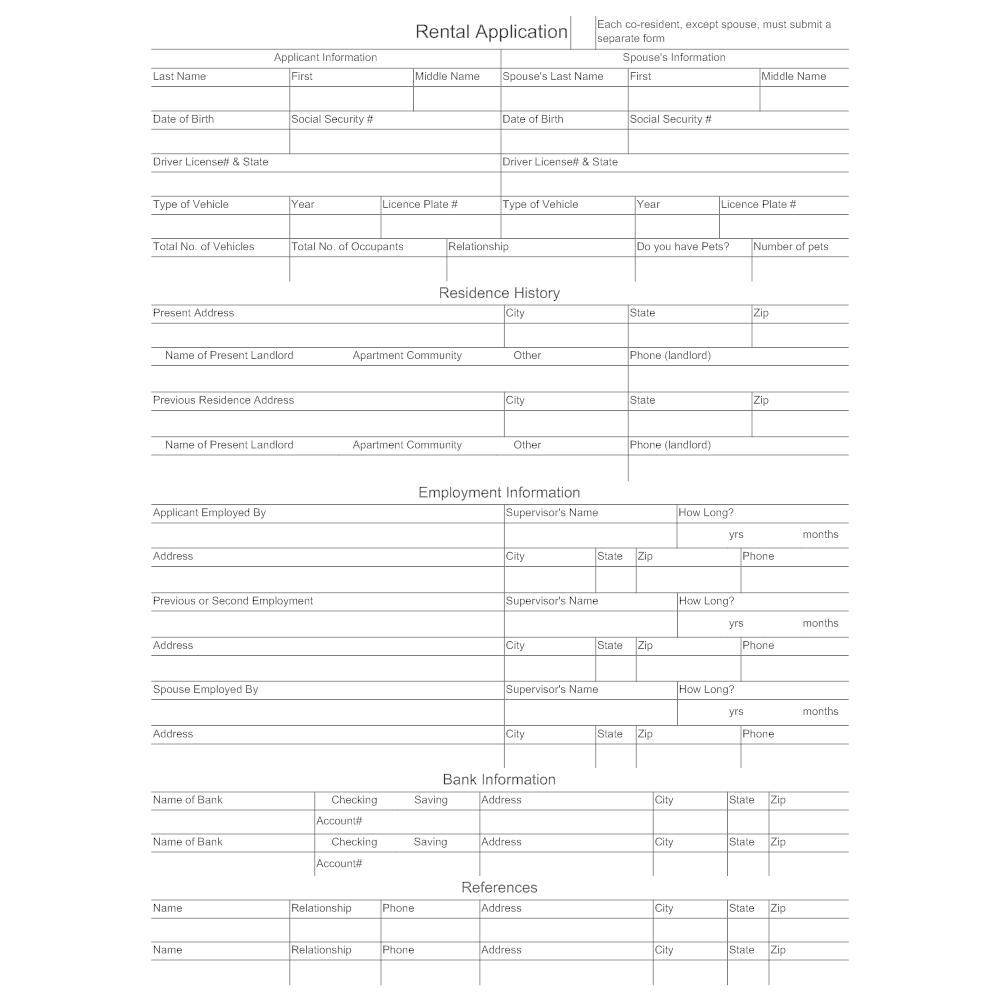 Example Image: Rental Application Form