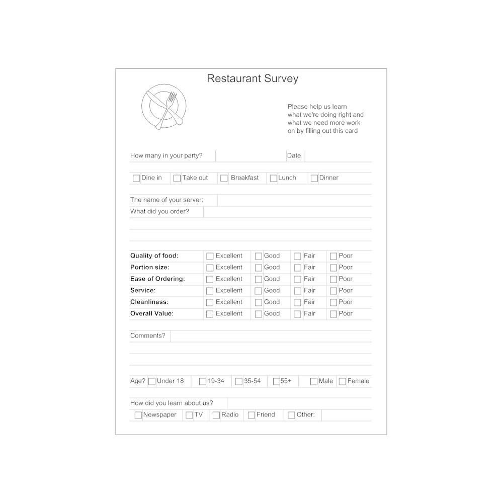 Example Image: Restaurant Survey Form