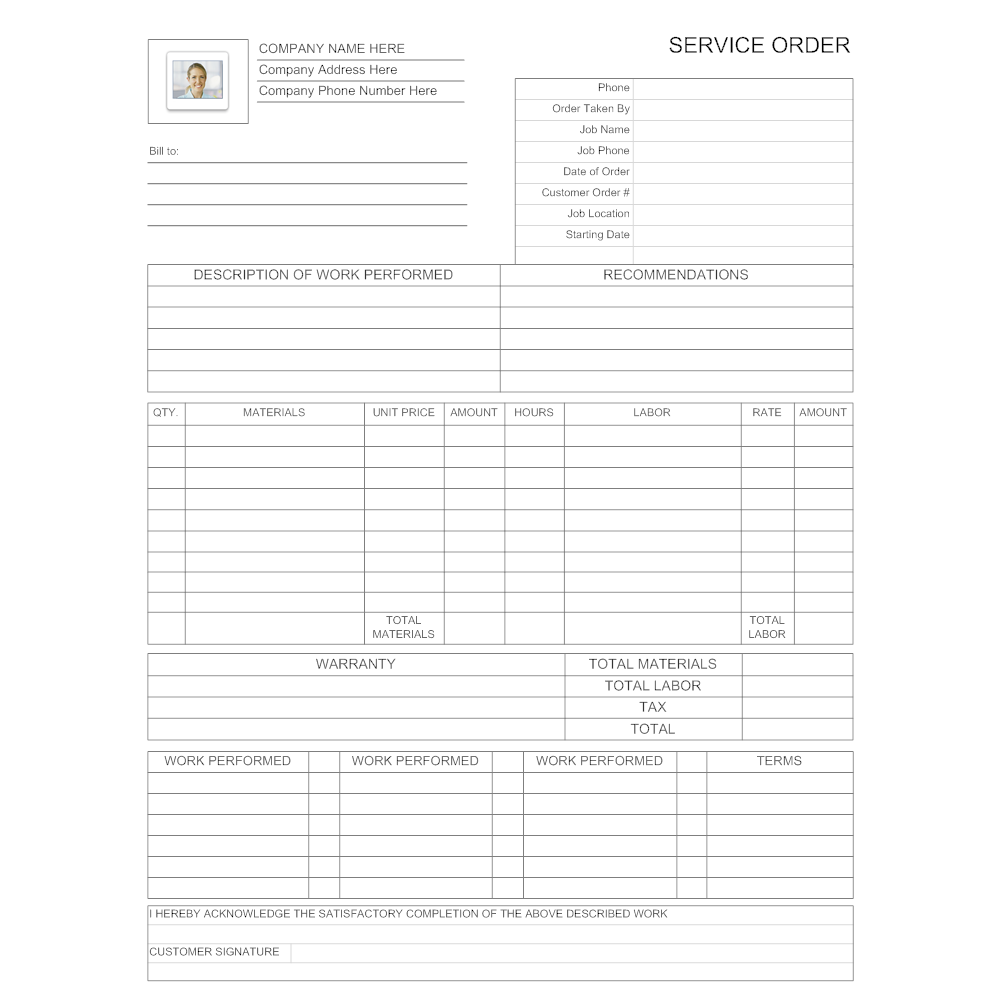 Example Image: Service Order Form