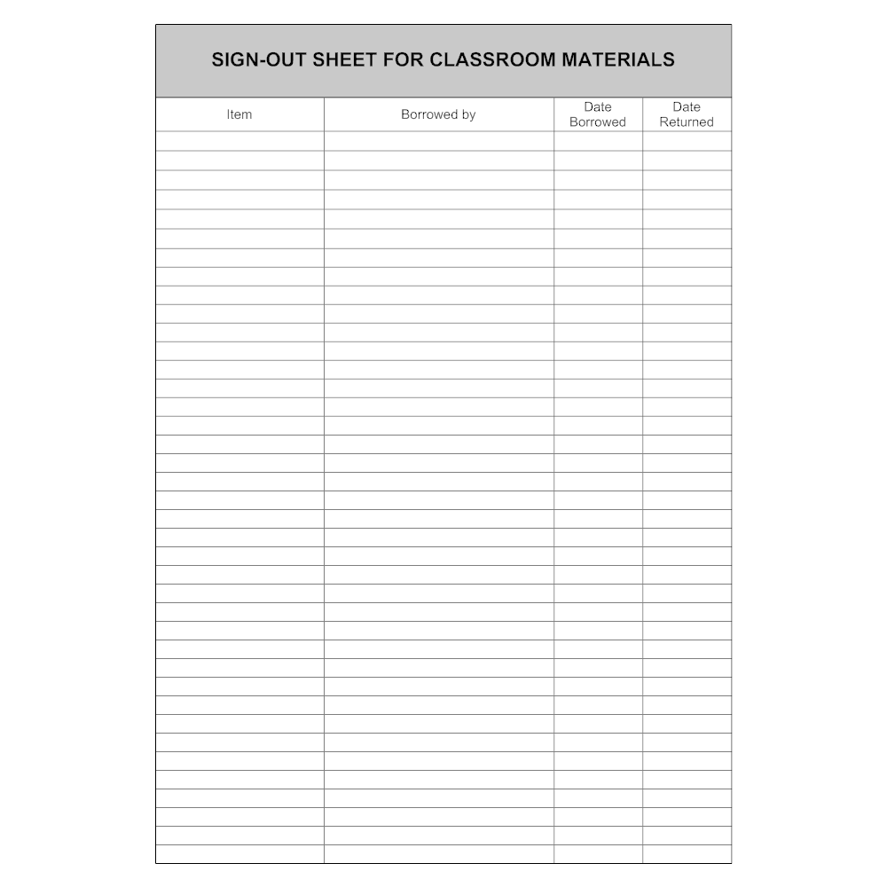 Example Image: Sign Out Sheet