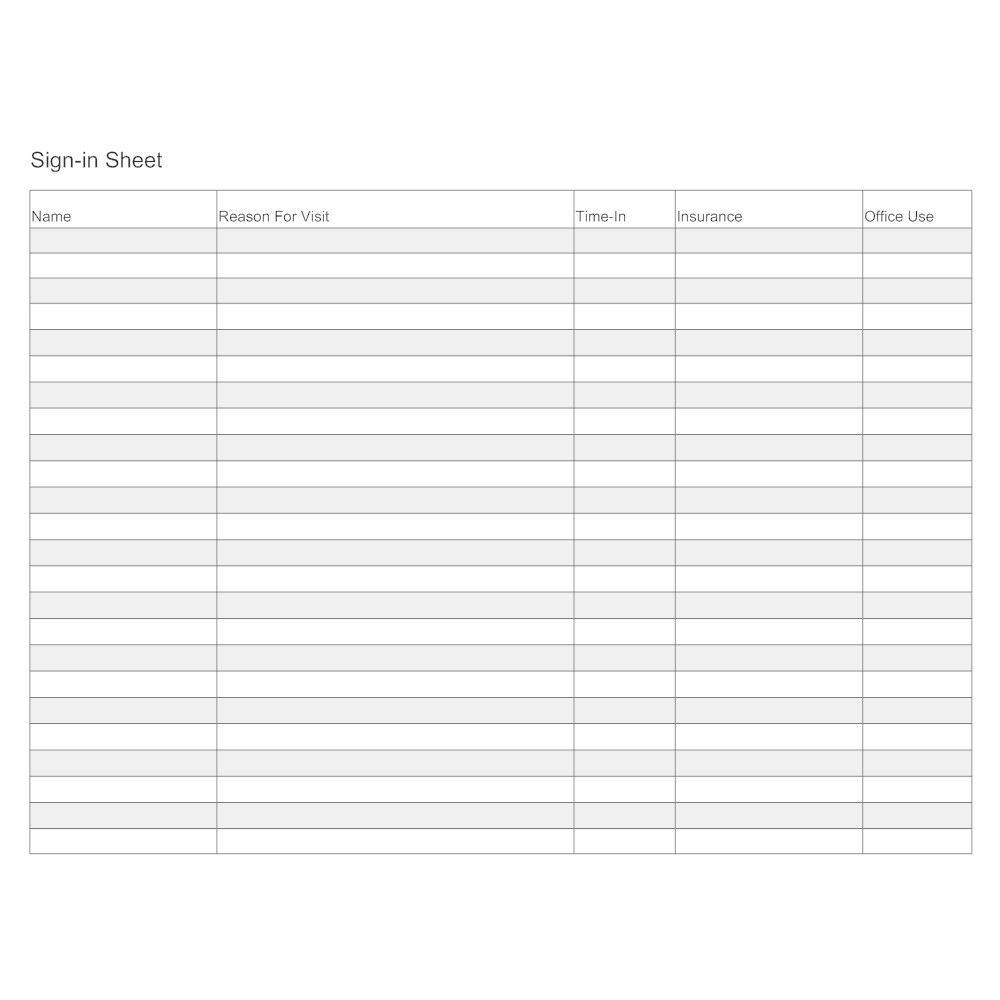 Example Image: Sign-In Sheet Form