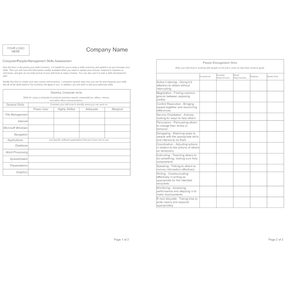 Example Image: Skills Assessment Form