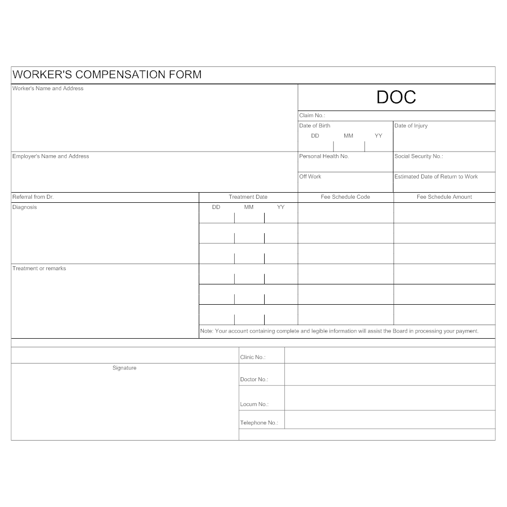 Example Image: Worker's Compensation Form